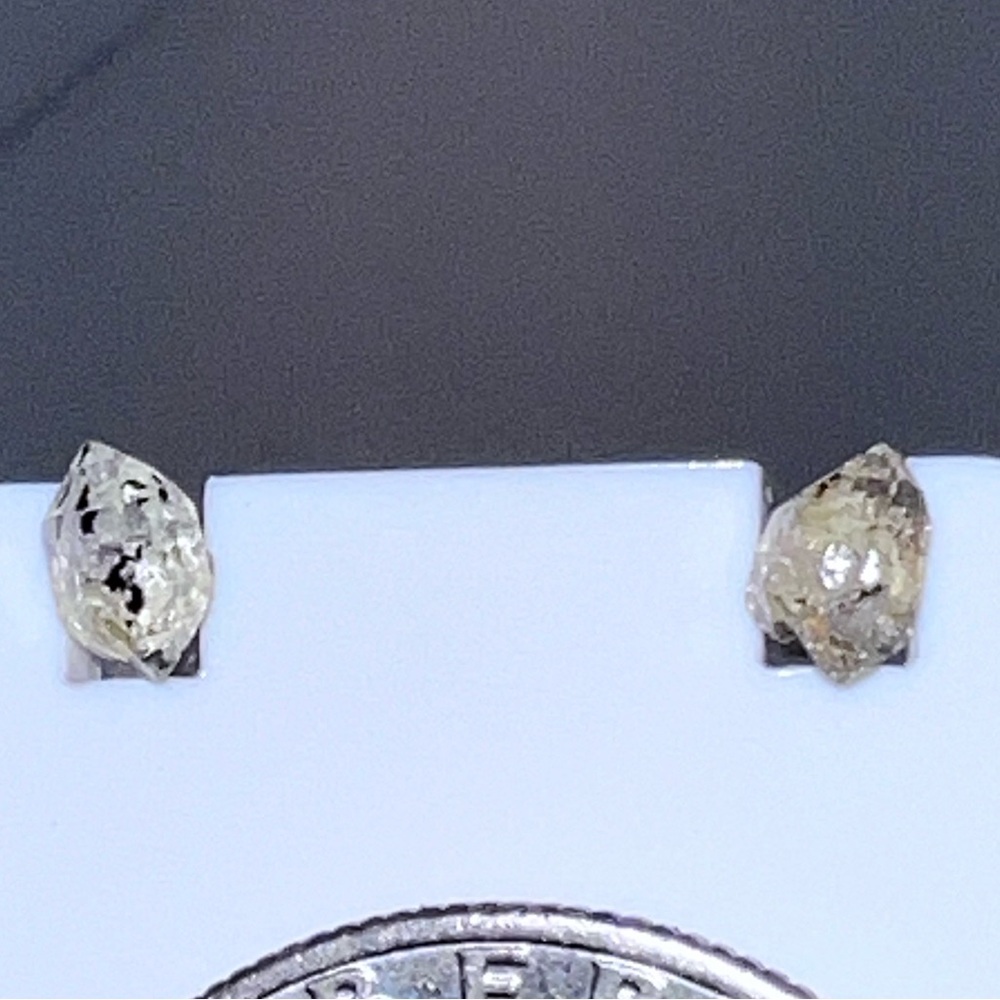NWOT herkimer diamond studs with inclusions. Sterling jewelry box included